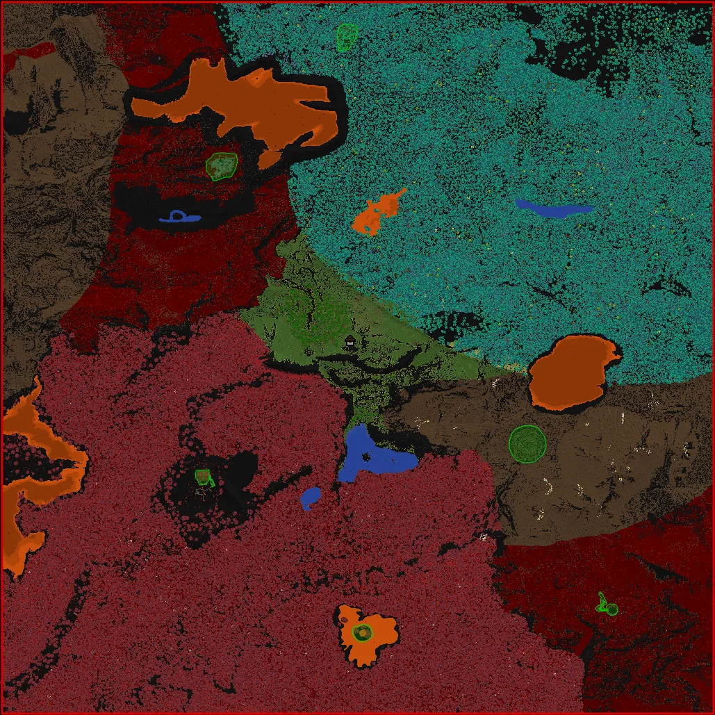Map of the Nether with boss arenas marked